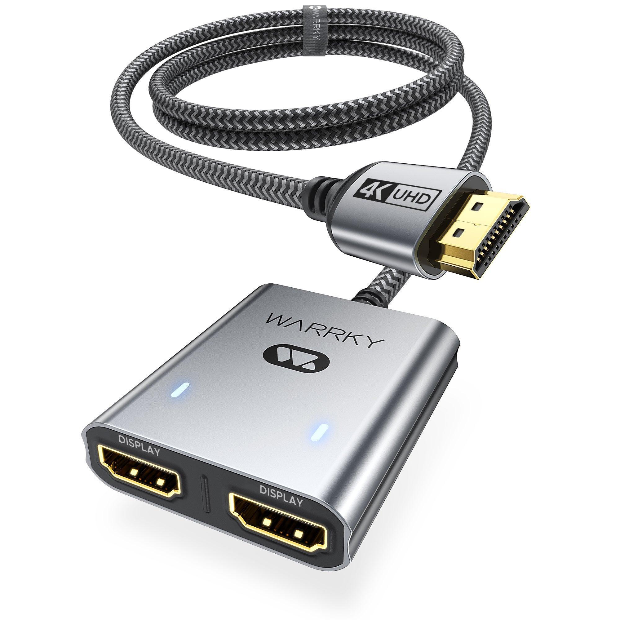 4K 30HZ HDMI Splitter 1 in 2 out 3.3ft Silver Gray