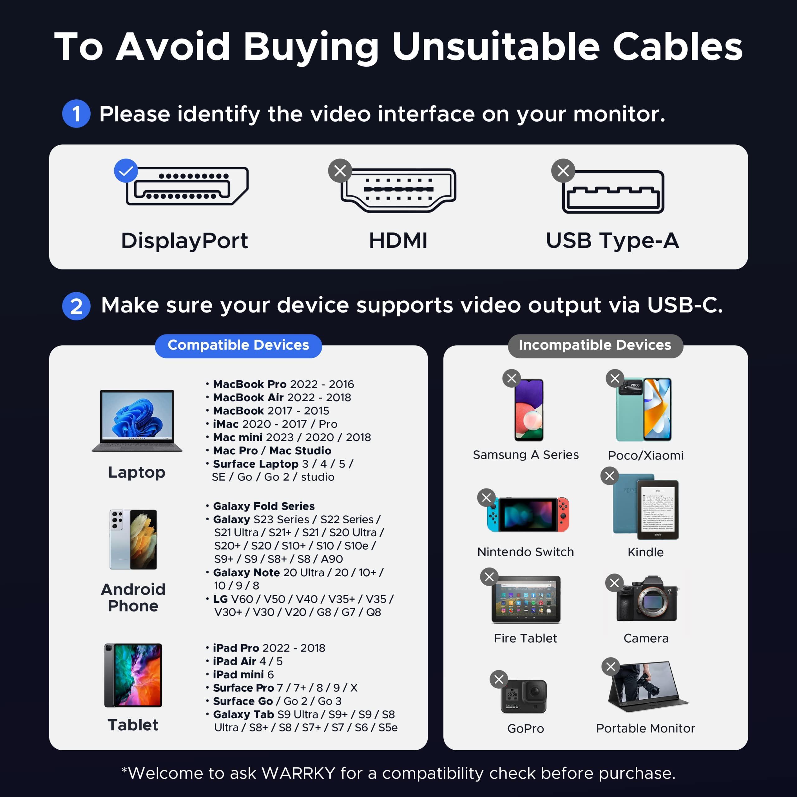 4K 60HZ USB C to DisplayPort Cable 3.3ft | 6ft | 10ft Dark Gray