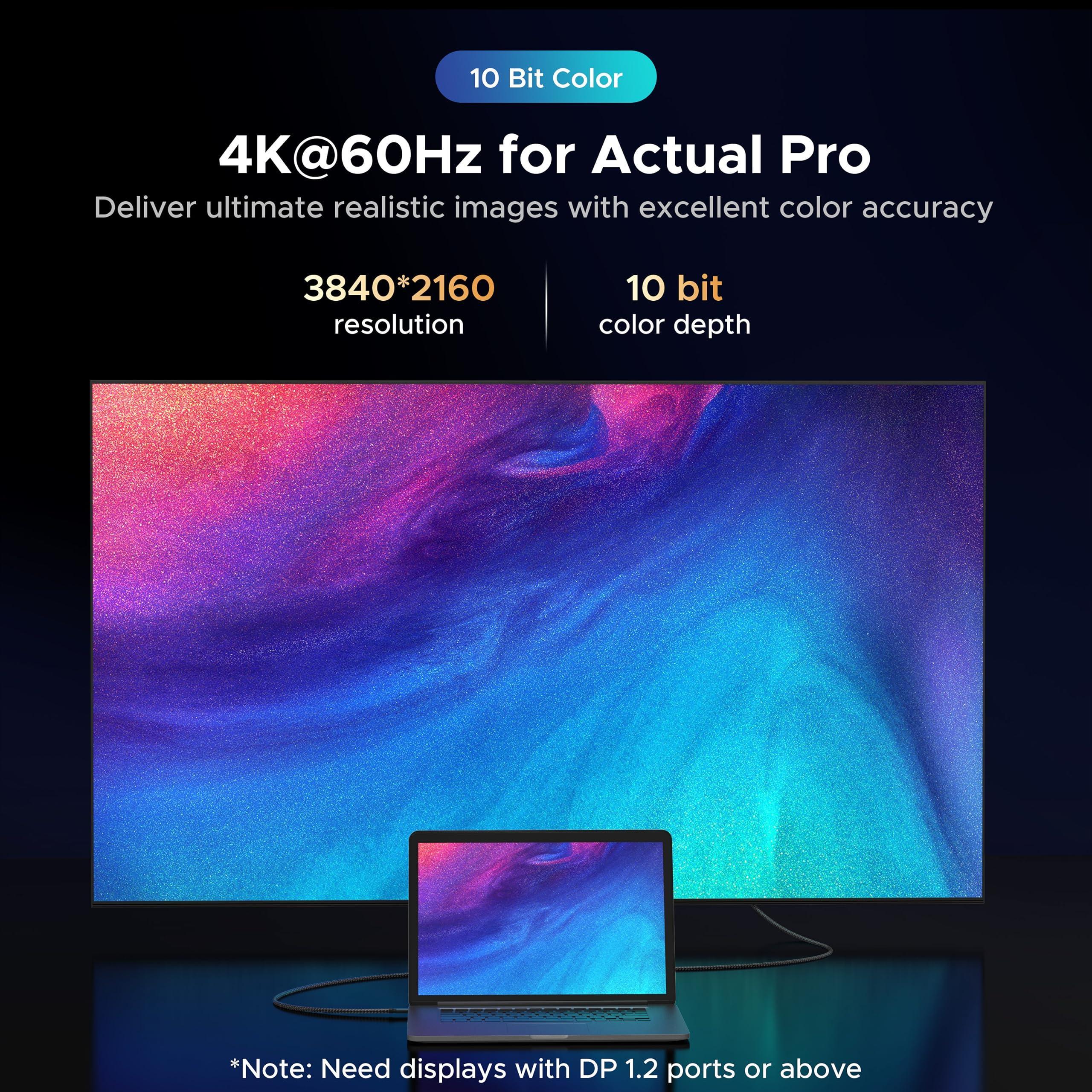 4K 60HZ USB C to DisplayPort Cable 3.3ft | 6ft | 10ft Dark Gray