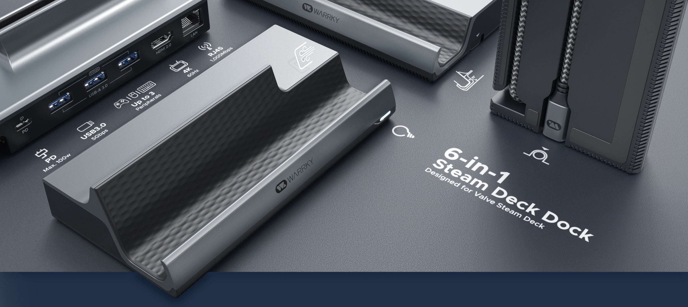 Four different ways of arranging the Dock to fully demonstrate the features