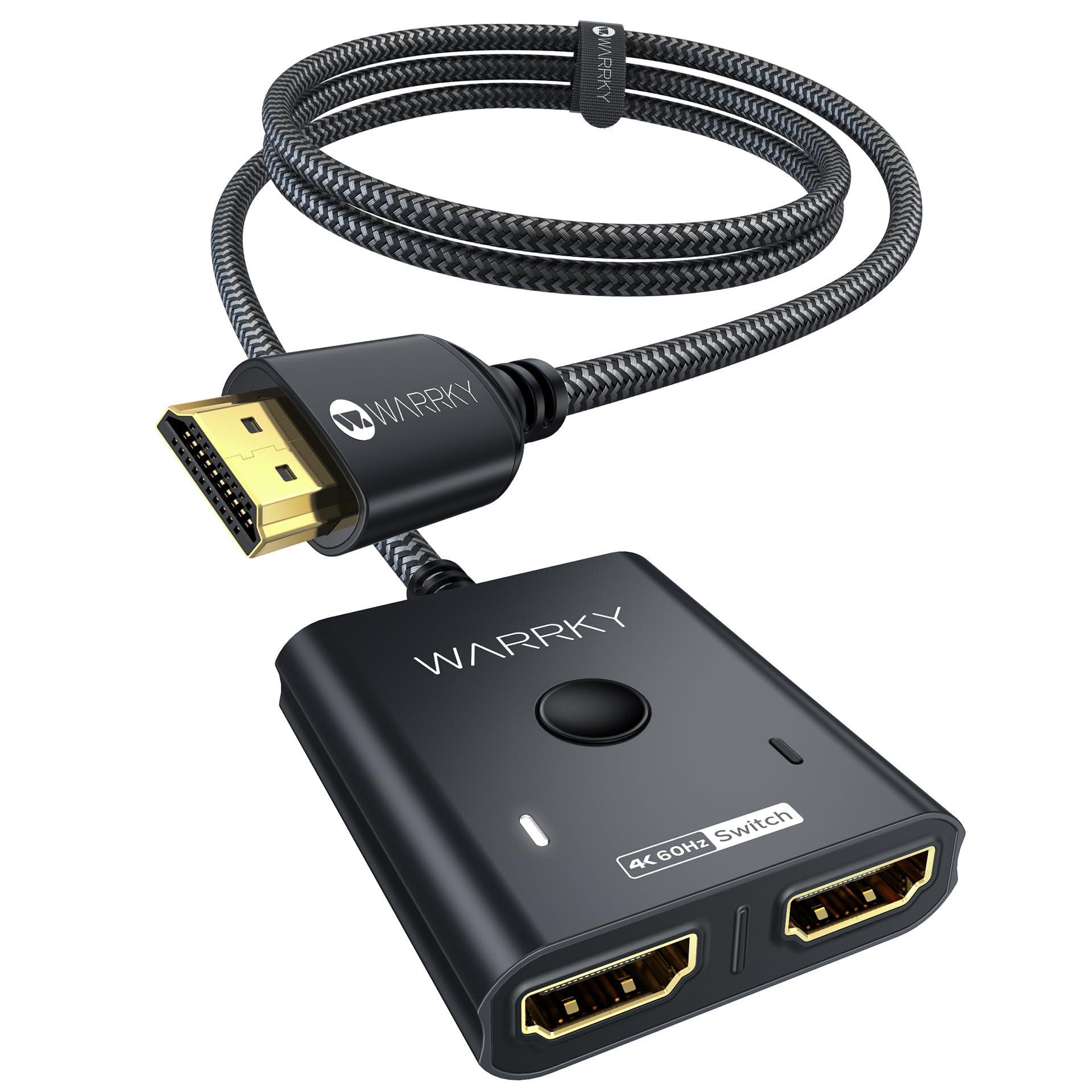 4K 60HZ HDMI Switch 2 in 1 out Bi-Directional 3.3ft Silver Gray | Black | Blue