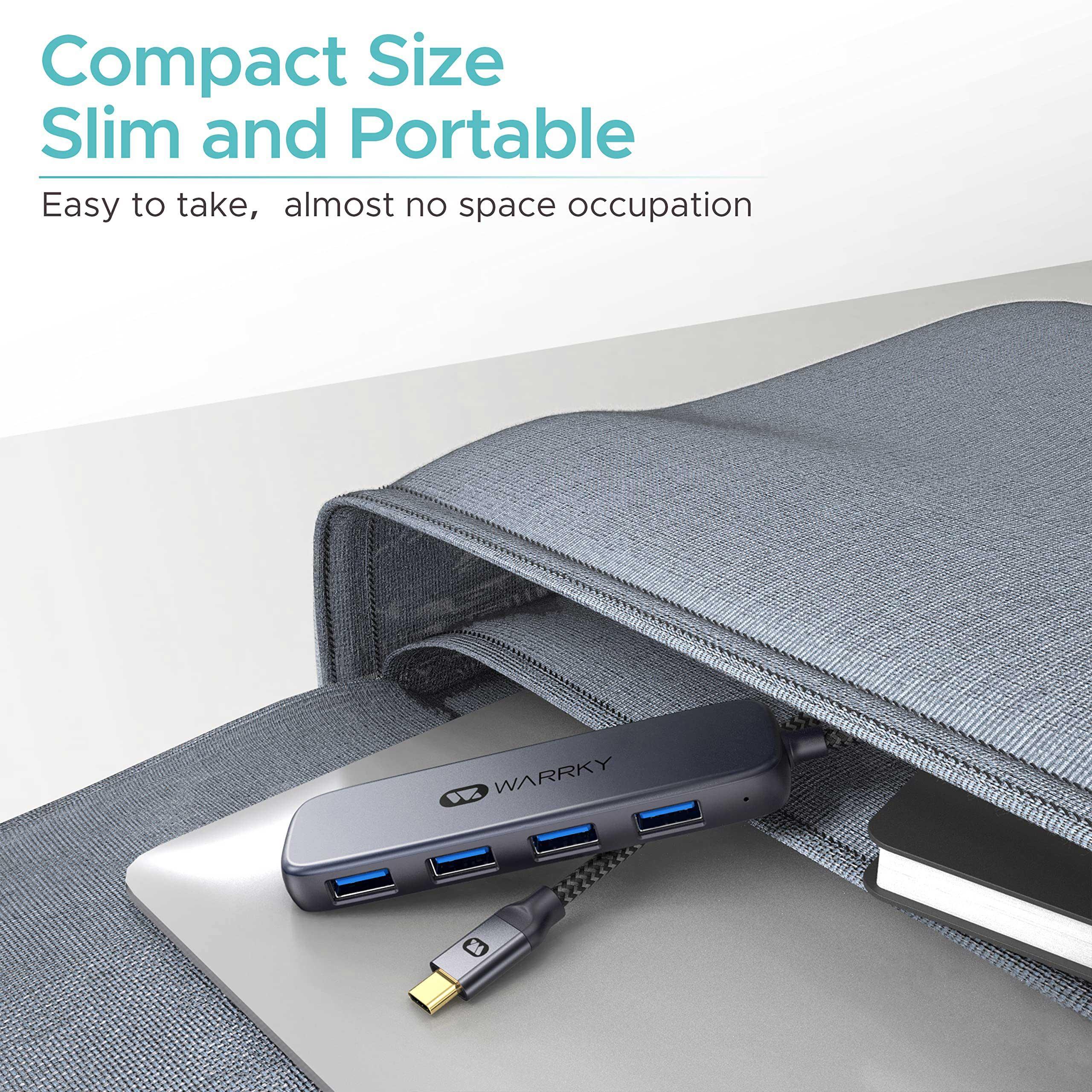 USB C to 4 Port USB A 3.0 Hub 3ft Space Gray