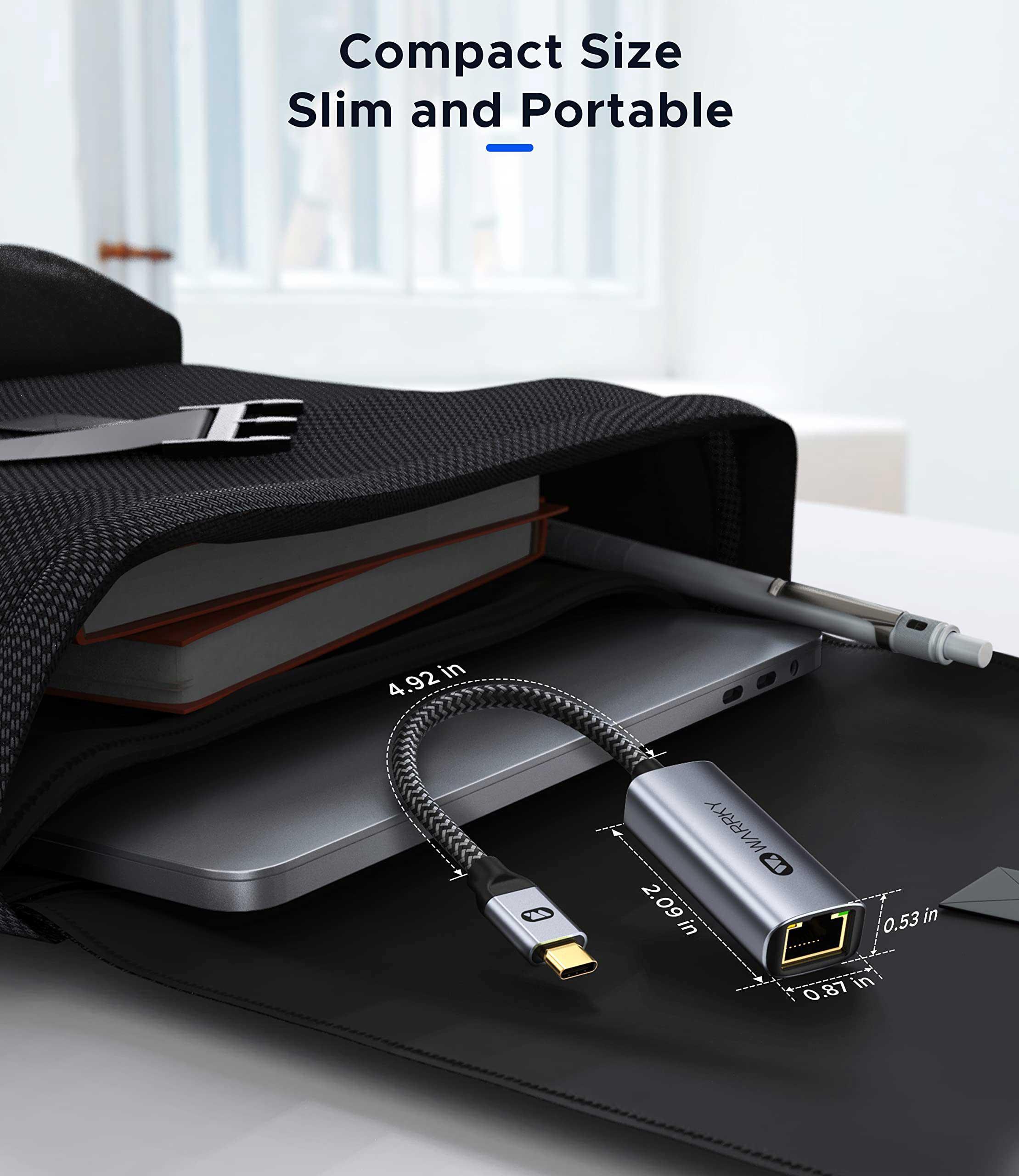 USB C to Ethernet Adapter 0.83ft Silver Gray