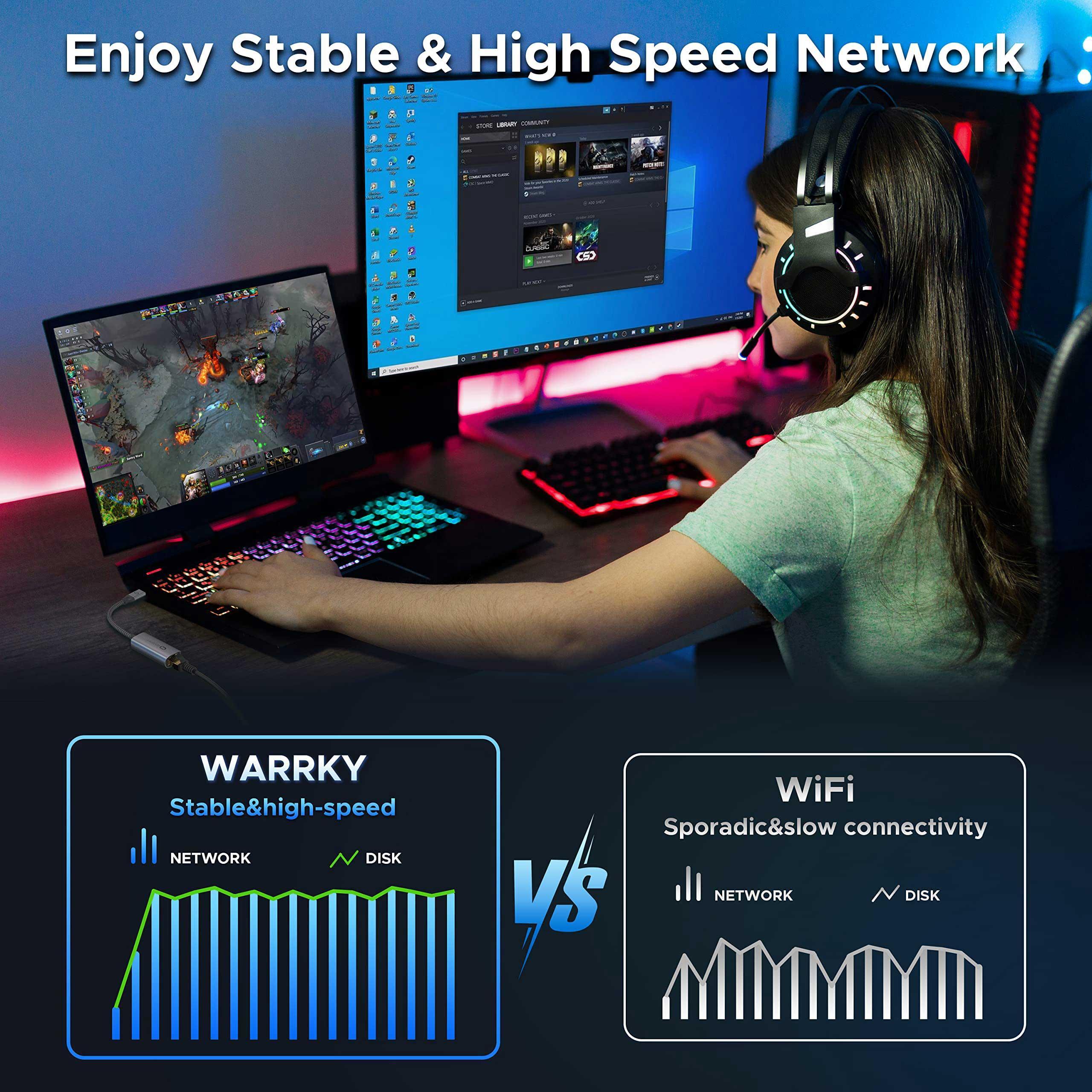 USB C to Ethernet Adapter 0.83ft Silver Gray