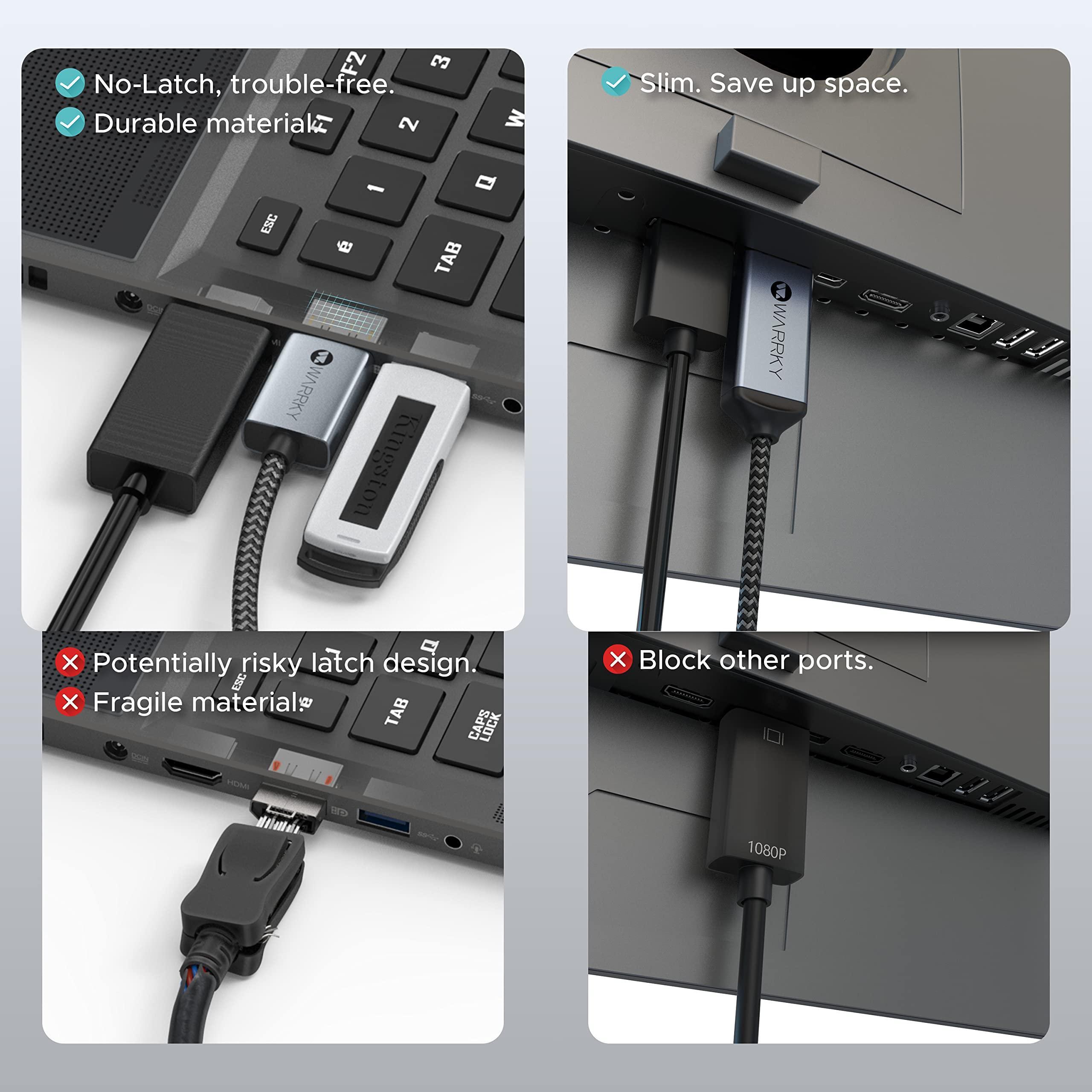 4K 30HZ DisplayPort to HDMI Cable 3.3ft | 6ft | 10ft | 15ft Silver Gray