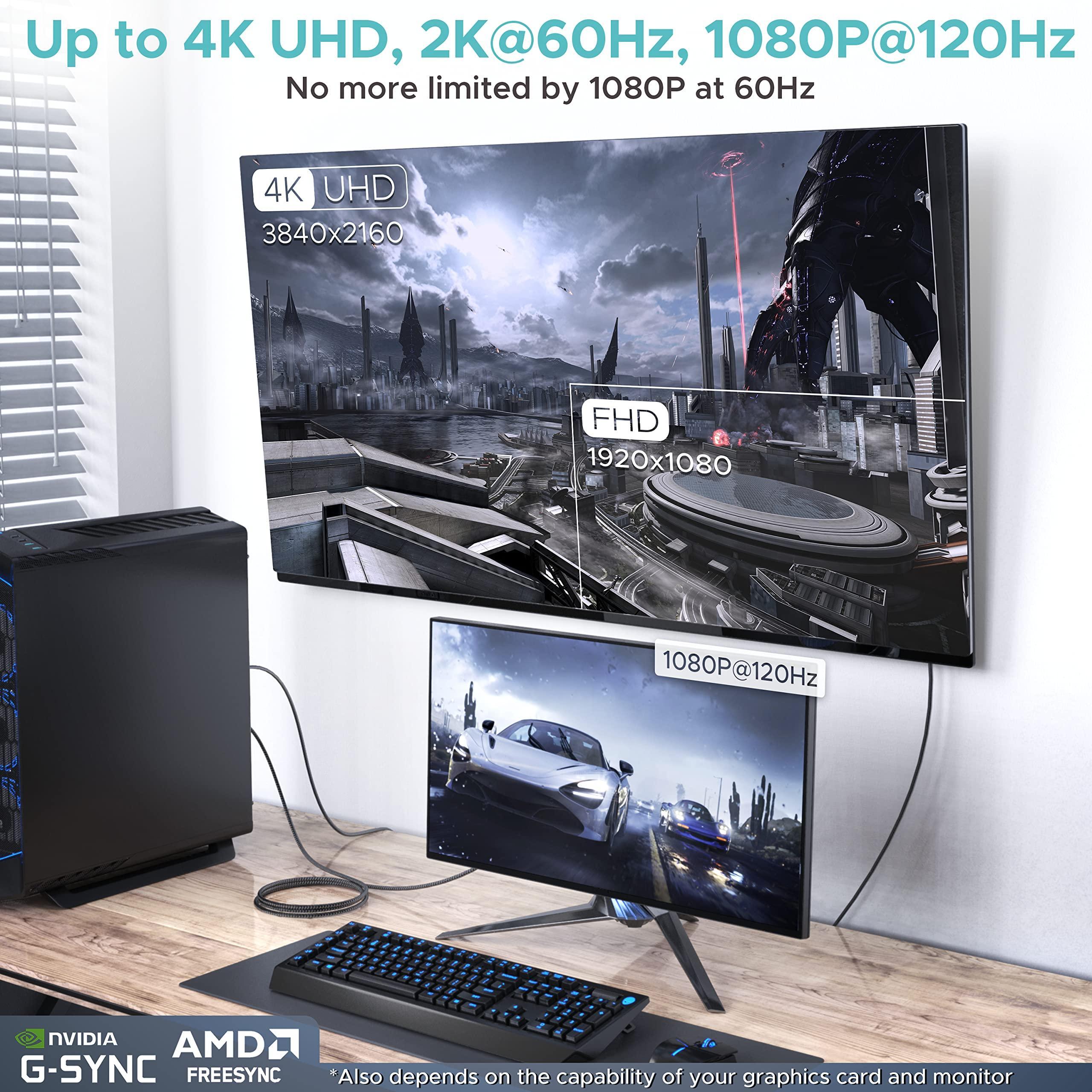 4K 30HZ DisplayPort to HDMI Cable 3.3ft | 6ft | 10ft | 15ft Silver Gray
