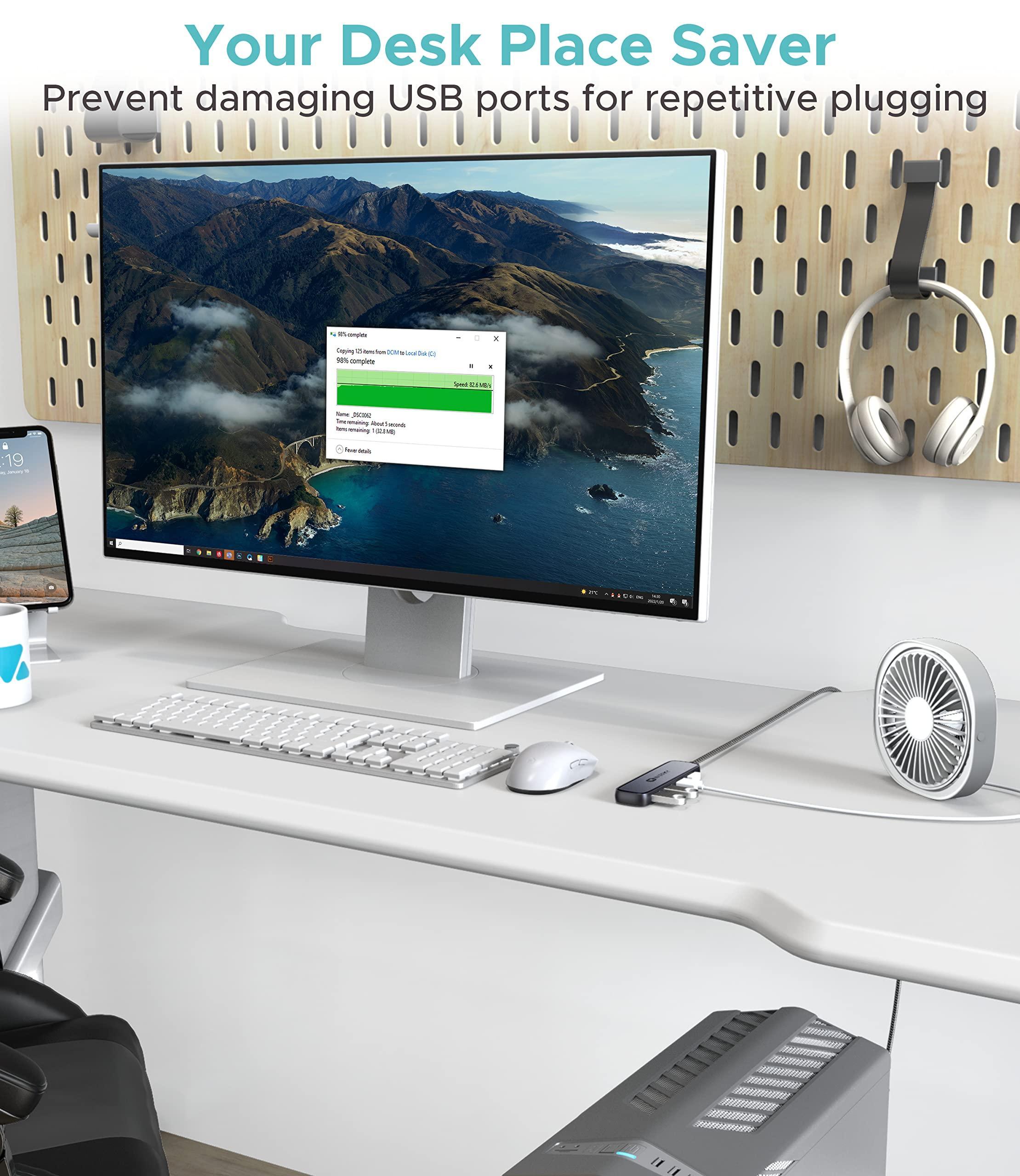 USB A to 4 Port USB A 3.0 Hub 3ft Space Gray