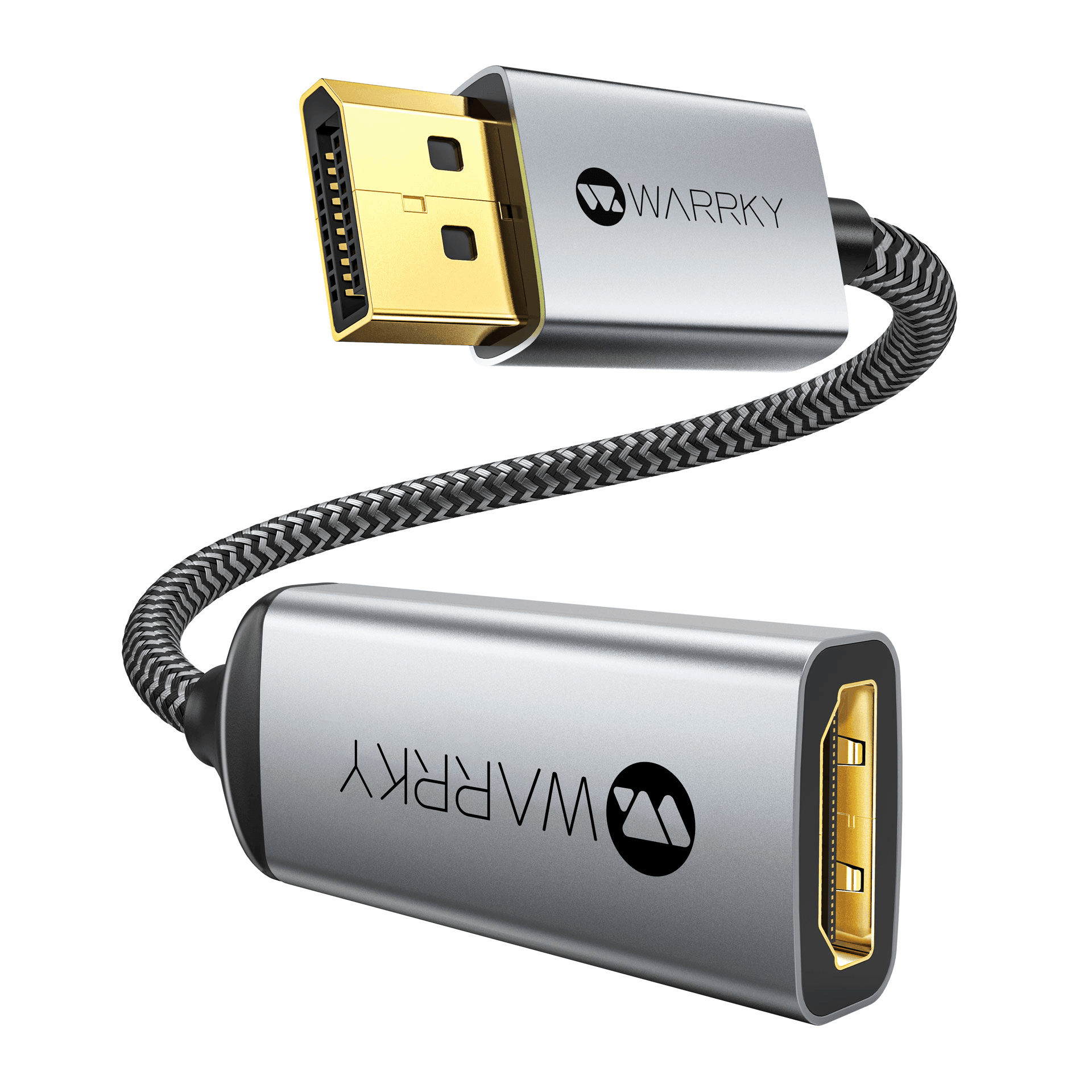 4K 30HZ DisplayPort to HDMI Adapter 0.65ft Silver Gray