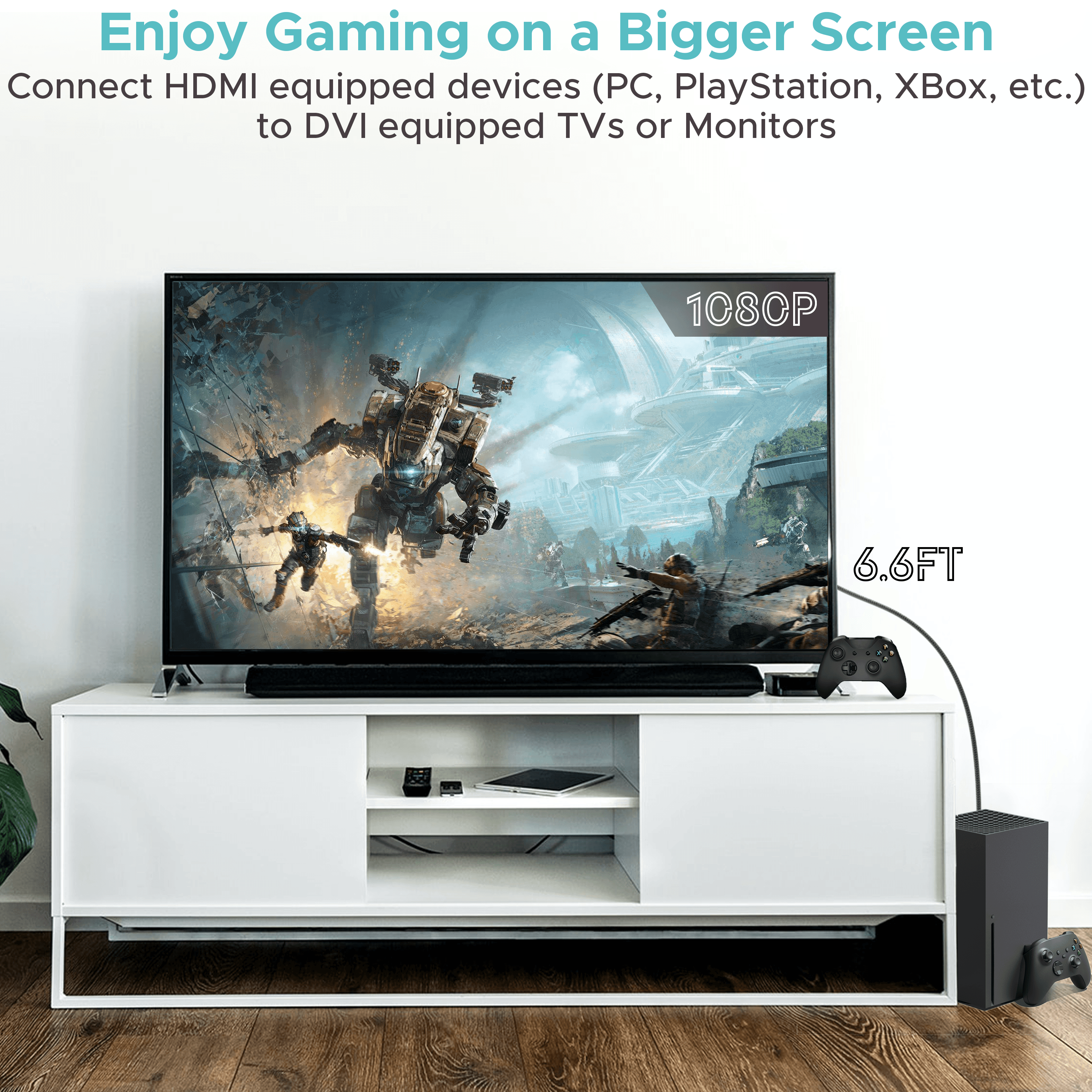 HDMI to DVI Cable 6.6ft Silver Gray