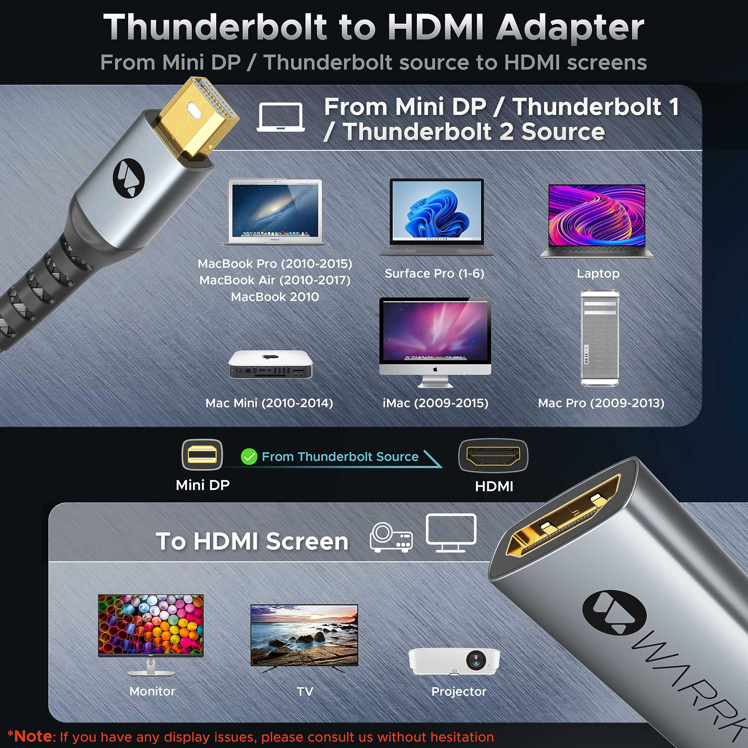 4K 30HZ Mini DisplayPort to HDMI Adapter 0.83ft Silver Gray