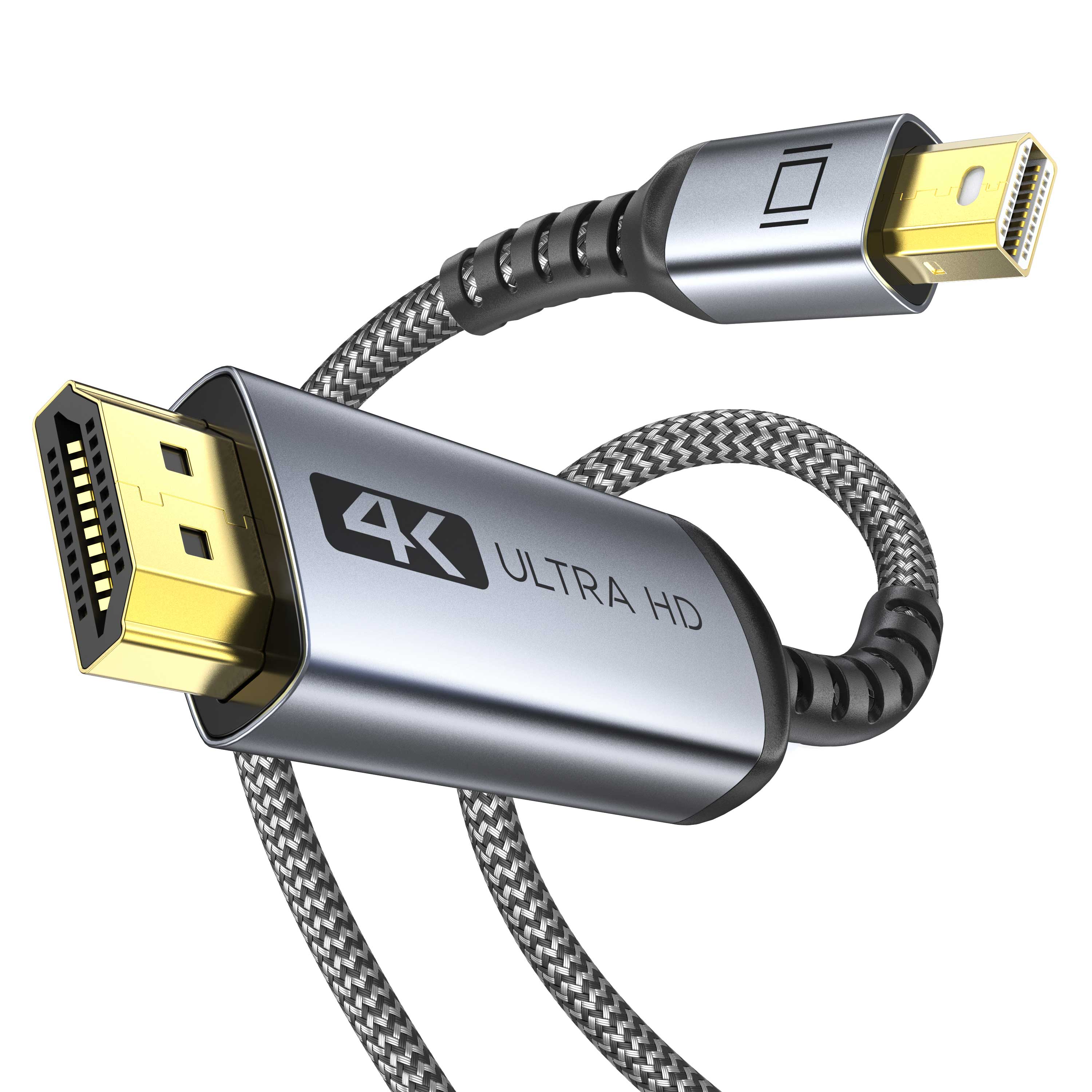 4K 30HZ Mini DisplayPort to HDMI Cable 3.3ft | 6ft | 10ft Silver Gray