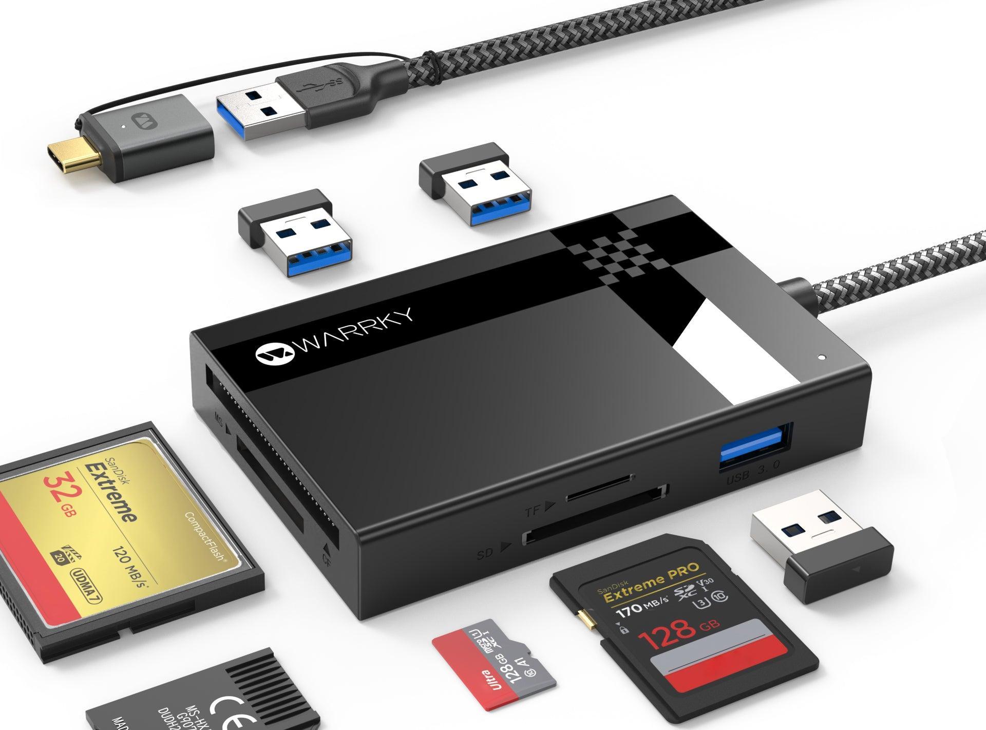 USB A | USB A/C Card Reader 7 in 1 2.5ft Dark Gray