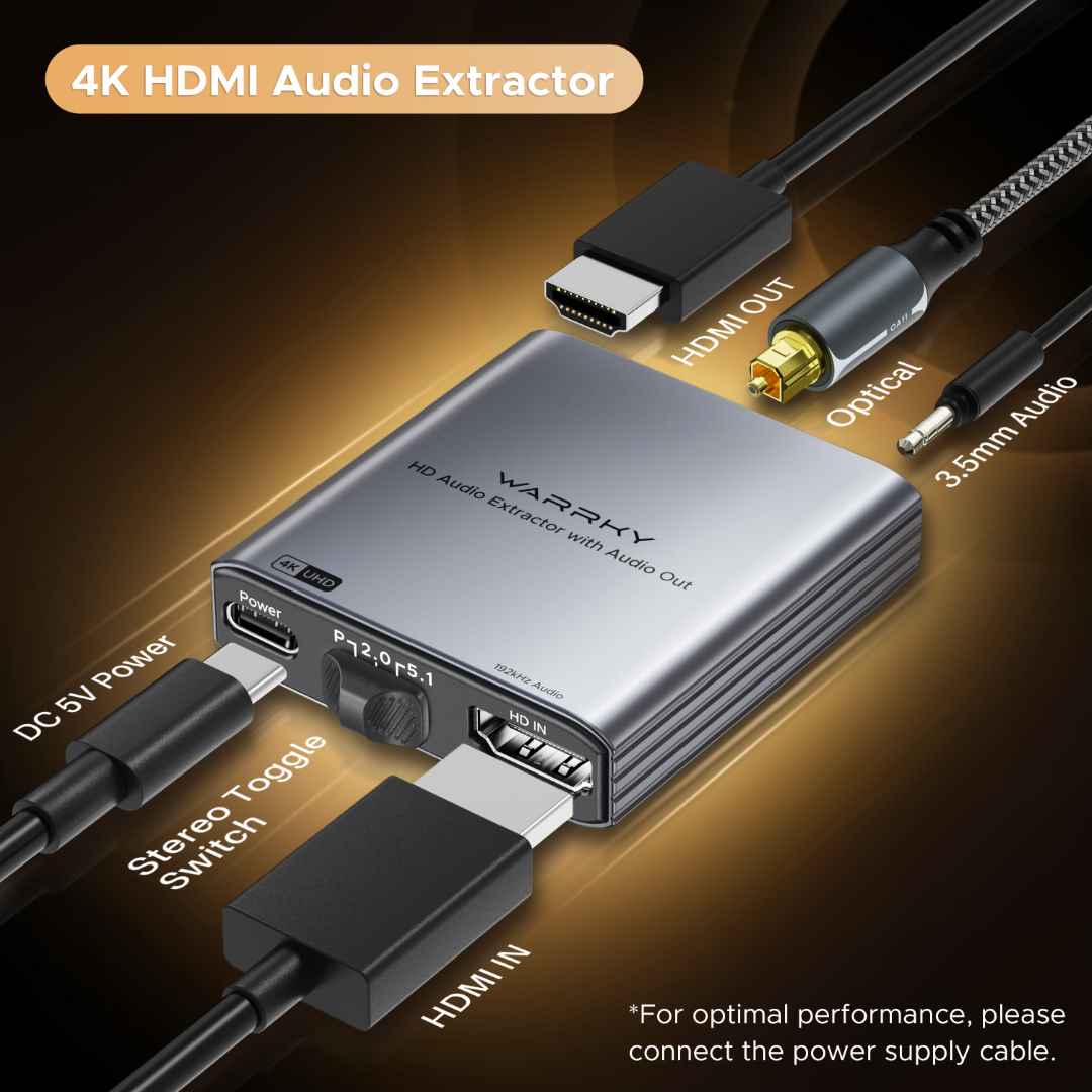 HDMI Audio Extractor 4K@30Hz/4K@60Hz Silver Gray