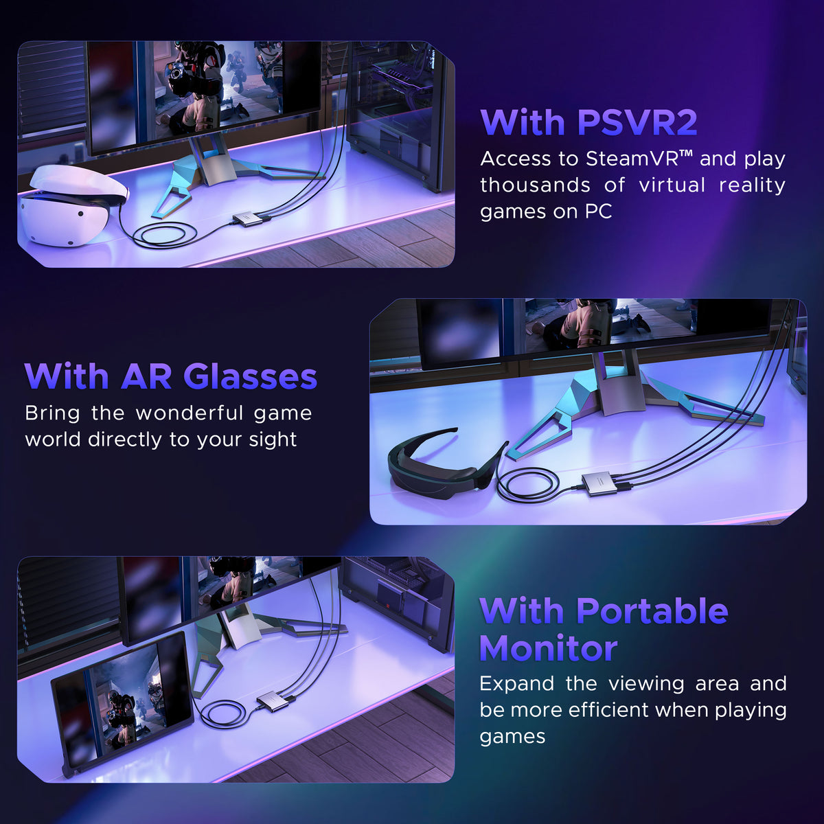 PSVR2 PC Adapter Included DP 1.4 Cable&15W Power Supply Cable
