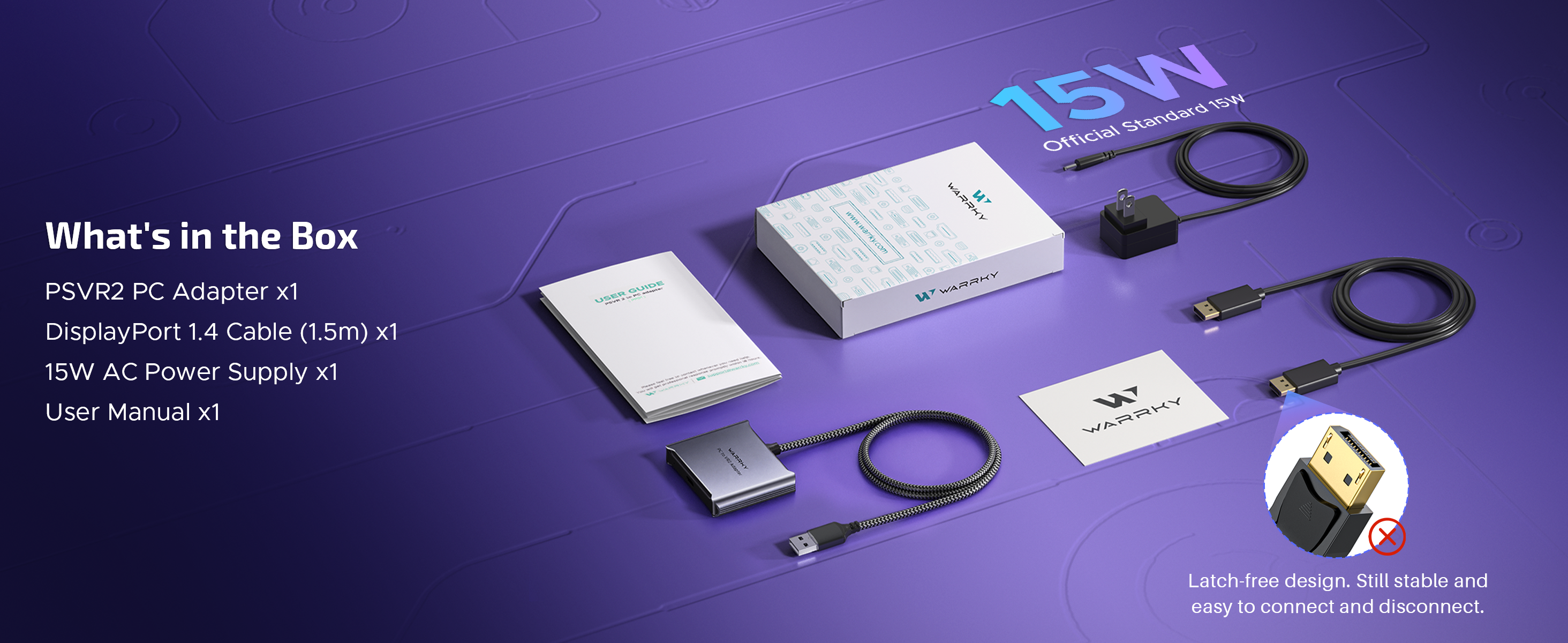 PSVR2 PC Adapter Included DP Cable&15W Power Supply Cable