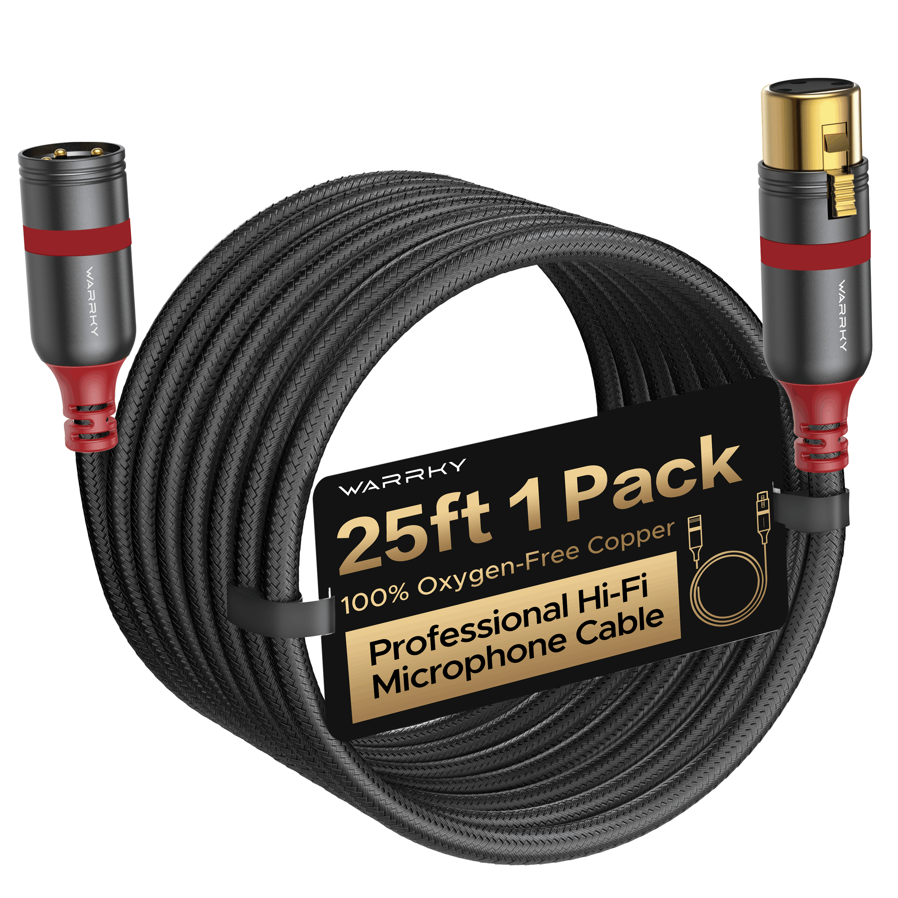 Professional XLR Microphone Cable 6ft|10ft|25ft 1Pack/2Pack Black