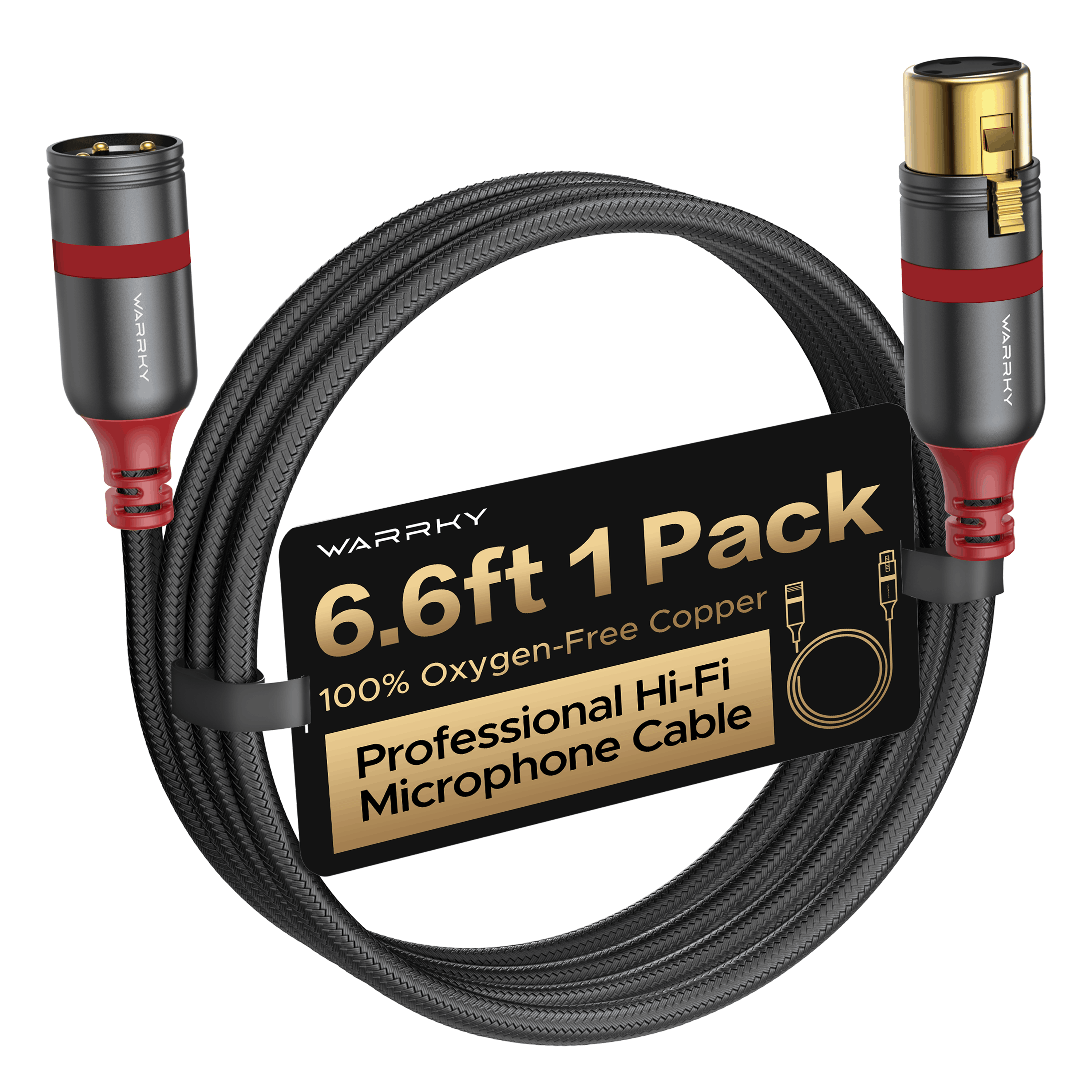 Professional XLR Microphone Cable 6ft|10ft|25ft 1Pack/2Pack Black