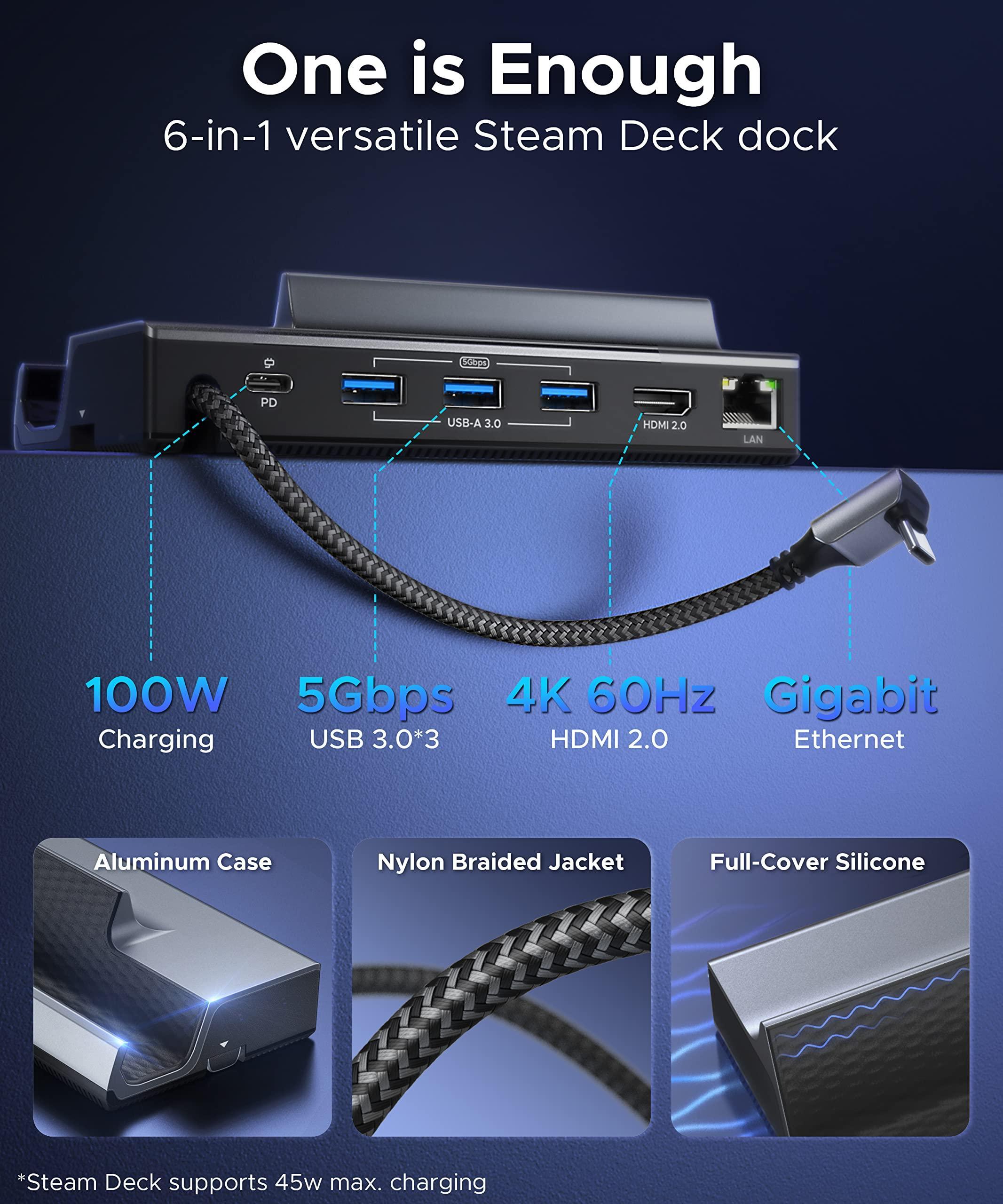 6 in 1 Steam Deck Dock Silver Gray