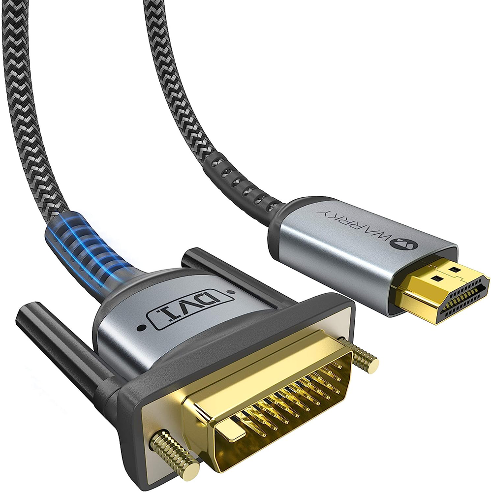 HDMI to DVI Cable 6.6ft Silver Gray